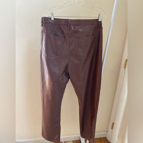 Abercrombie & Fitch leather '90s Straight Ultra High Rise brown pants Size 34 - Picture 4 of 8